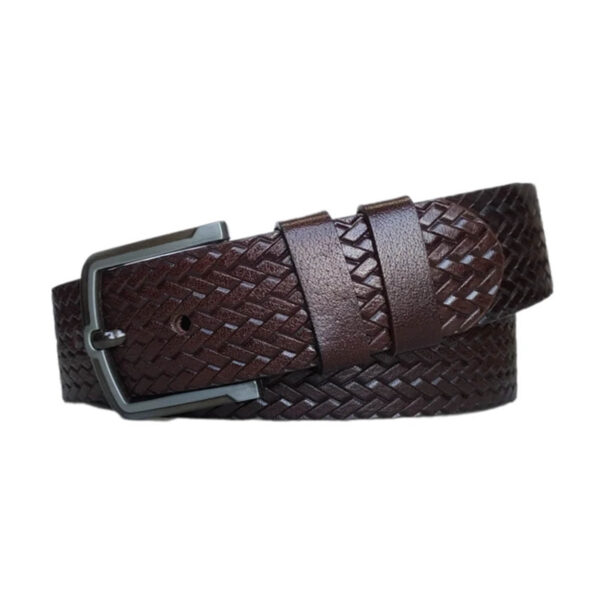 Brown Mens Belt For Jeans Woven Emboss Leather Extra Wide 4 5 cm KARPHBCV00001CXR8U 1