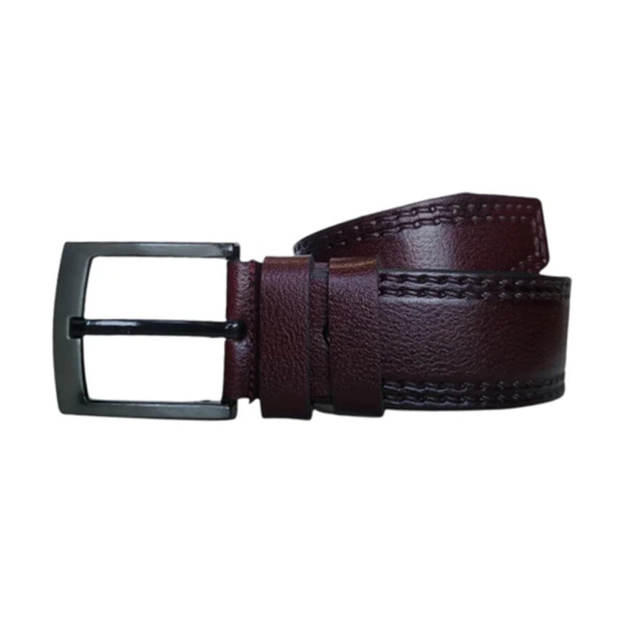 Burgundy Male Denim Belt Real Leather Extra Wide 4 5 cm KARPHBCV00001CXQVO 2