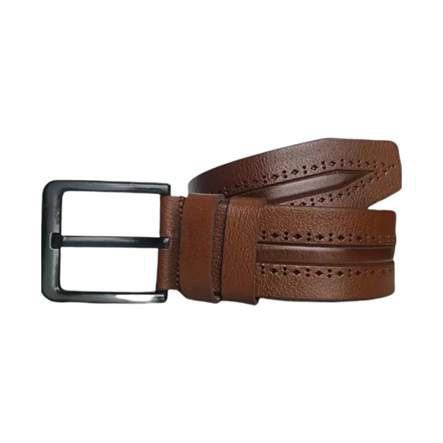 Gents Belt For Jeans Brown Laser Cut Leather Extra Wide 4 5 cm KARPHBCV00001CXQPJ 02