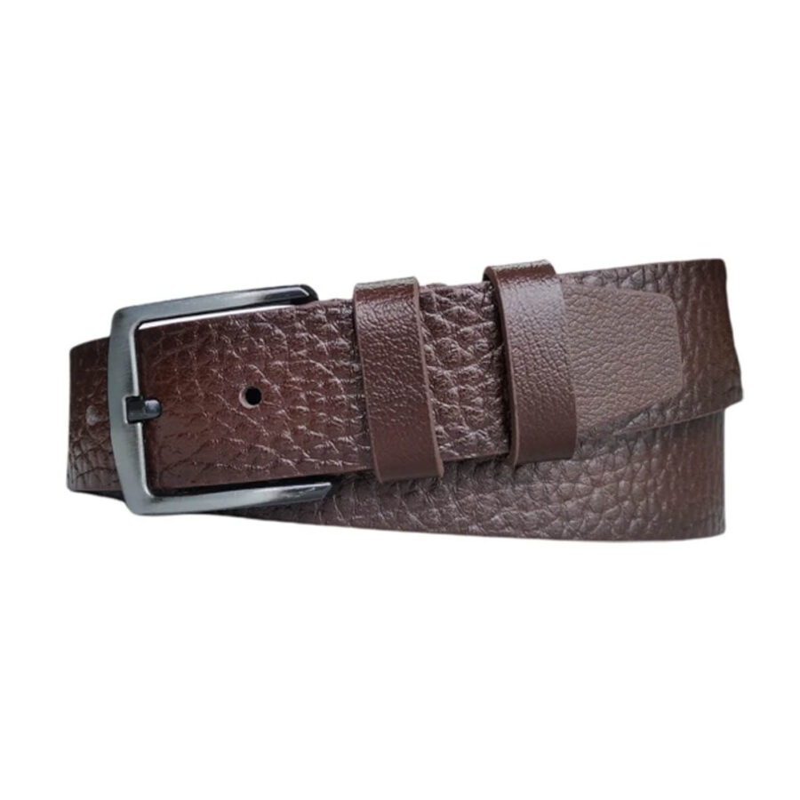 Gents Belt For Jeans Brown Pebble Leather Extra Wide 4 5 cm KARPHBCV00001CXR6J 1