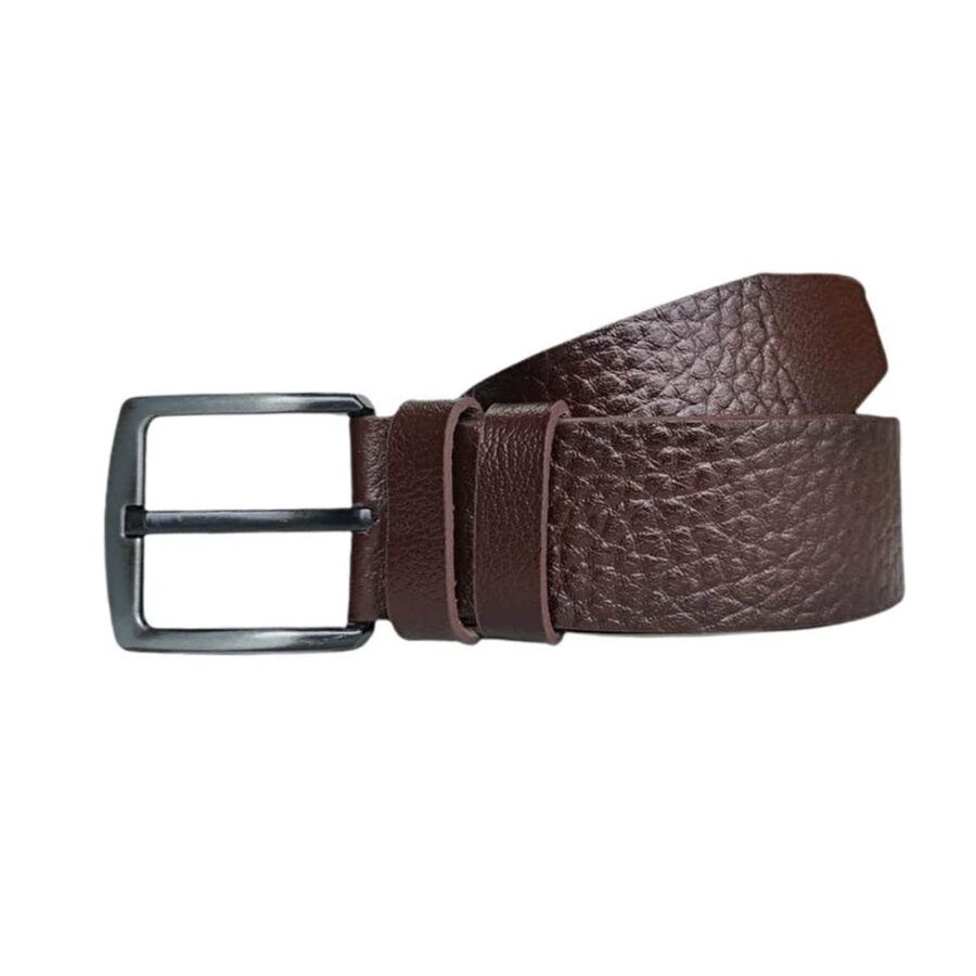 Gents Belt For Jeans Brown Pebble Leather Extra Wide 4 5 cm KARPHBCV00001CXR6J 2