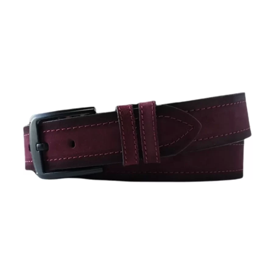 Gents Denim Belt Bordo Suede Leather Extra Wide 4 5 cm KARPHBCV00001CXR4H 01