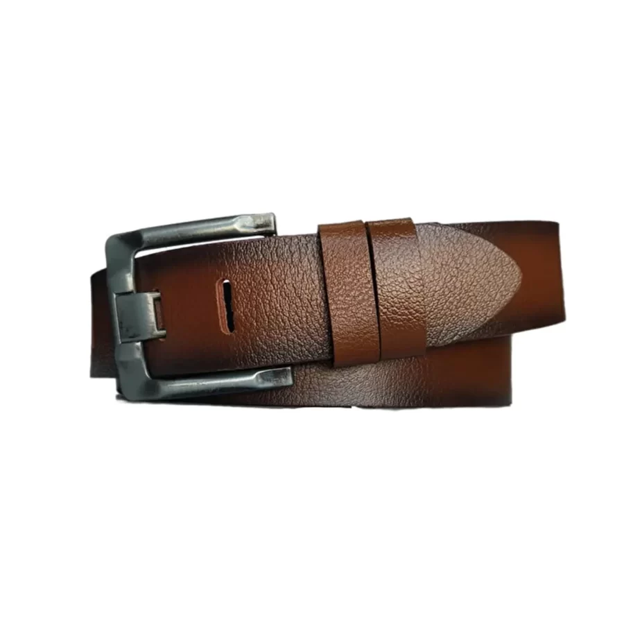 Gents Denim Belt Brown Calf Skin Wide Pin 4 5 cm KARPHBCV00001CXRKE 01