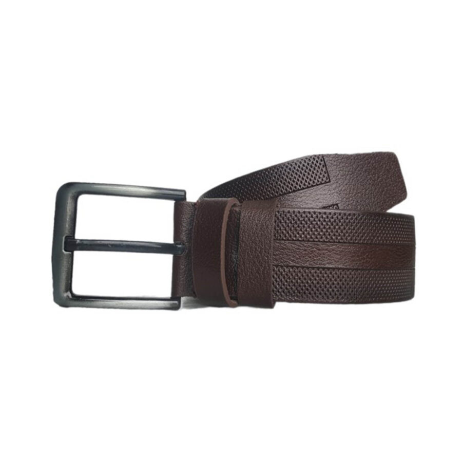 Gents Denim Belt Brown Dot Textured Leather Extra Wide 4 5 cm KARPHBCV00001CXQOX 02