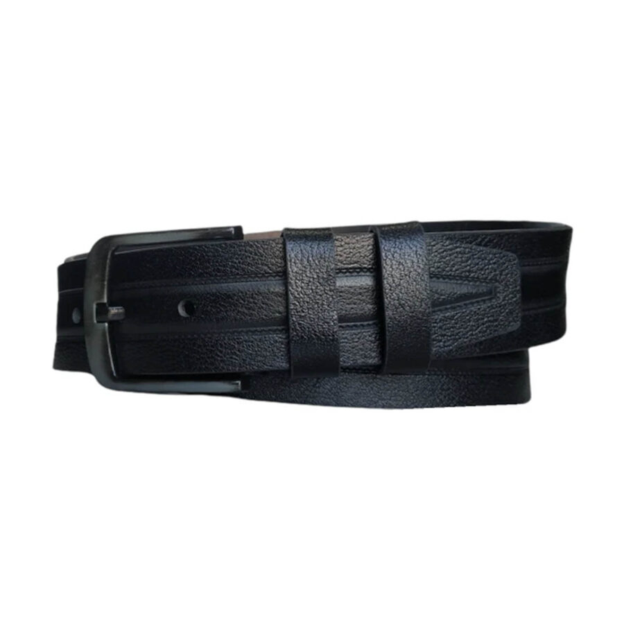 Male Belts For Denim Black Embossed Leather Extra Wide 4 5 cm KARPHBCV00001CXQYN Black 1