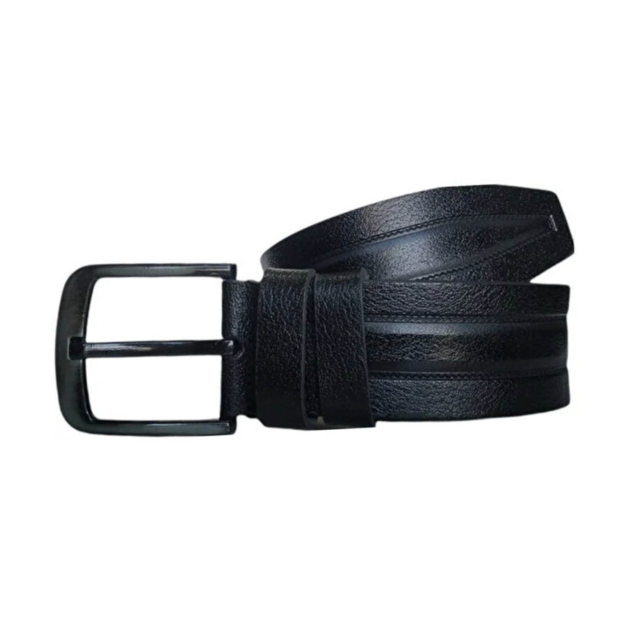 Male Belts For Denim Black Embossed Leather Extra Wide 4 5 cm KARPHBCV00001CXQYN Black 2