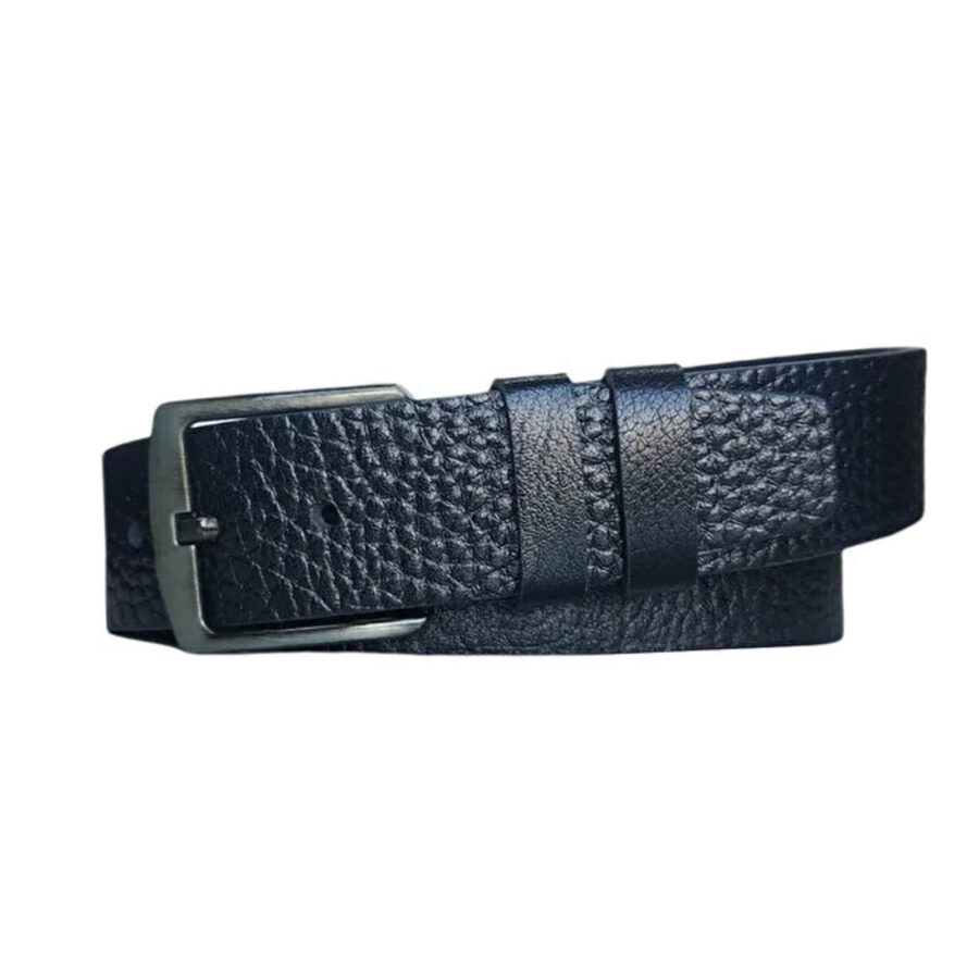 Mens Denim Belt Black Pebbled Leather Extra Wide 4 5 cm KARPHBCV00001CXQOT 1