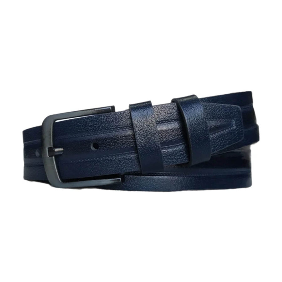 Mens Denim Belt Blue Embossed Leather Extra Wide 4 5 cm KARPHBCV00001CXQYN 1