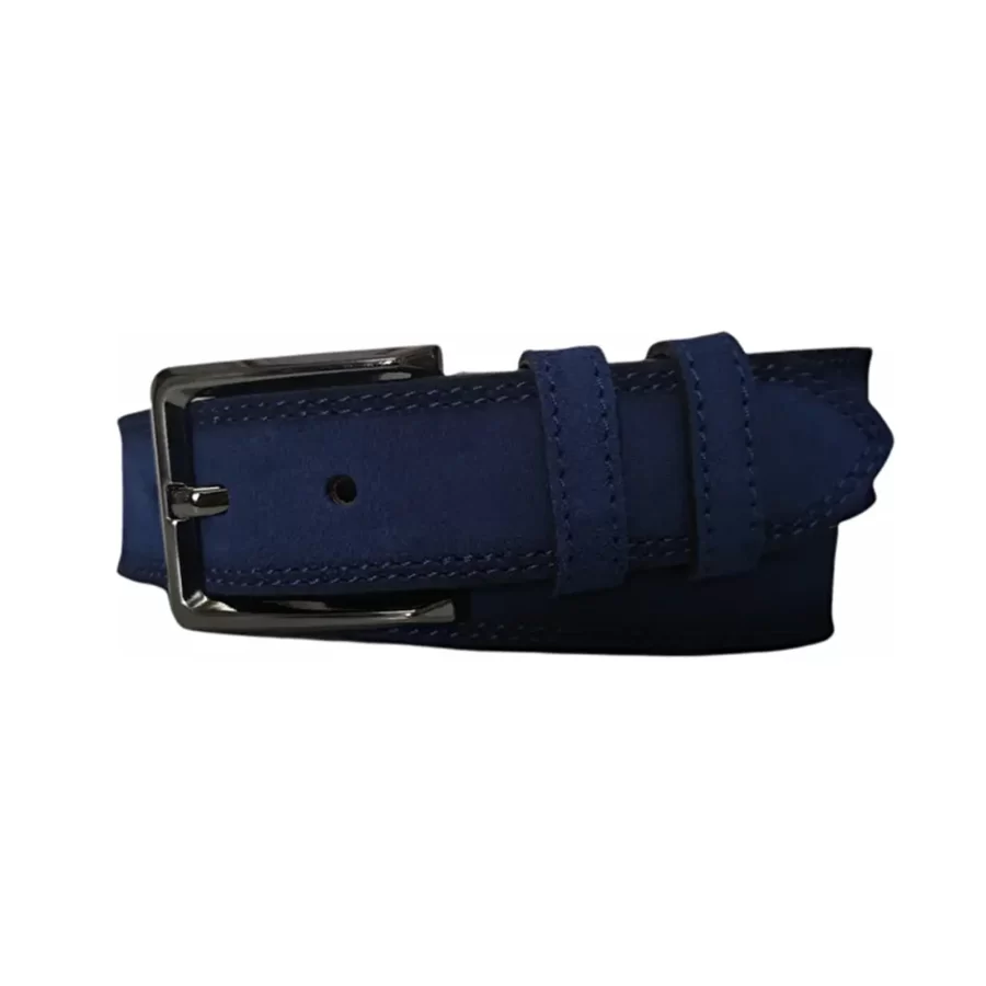 Thick Mens Denim Belt Dark Blue Suede Leather KARPHBCV00001CXRT8 01