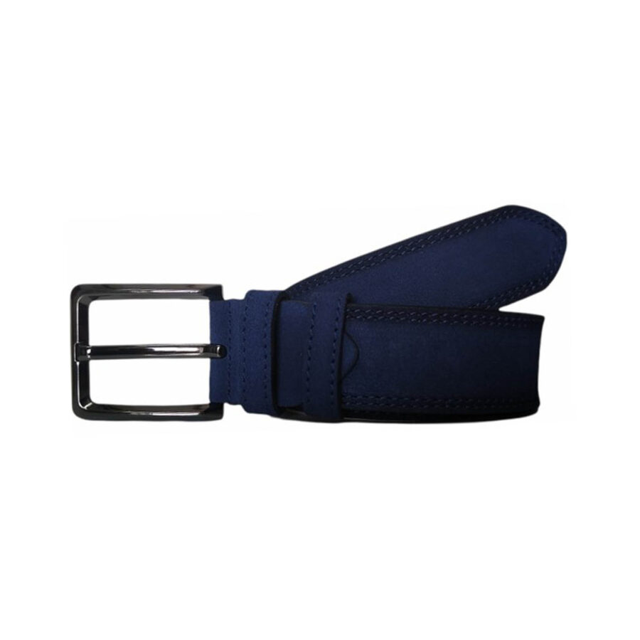 Thick Mens Denim Belt Dark Blue Suede Leather KARPHBCV00001CXRT8 02