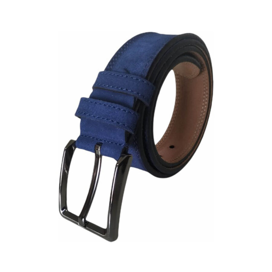 Thick Mens Denim Belt Dark Blue Suede Leather KARPHBCV00001CXRT8 03