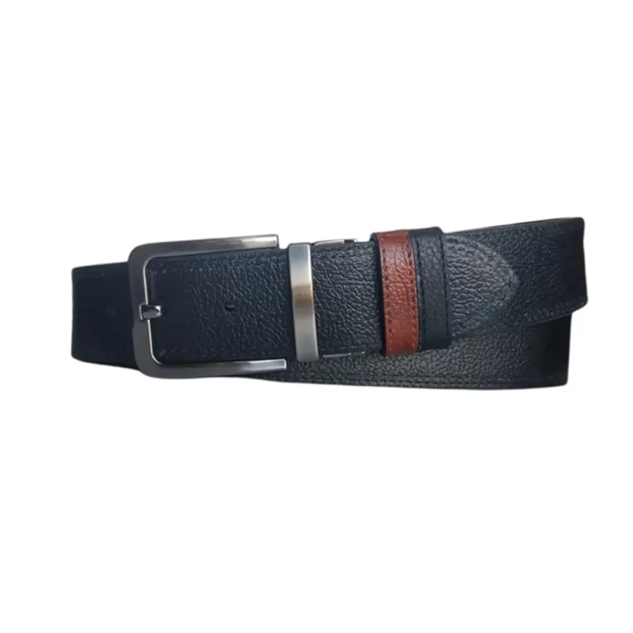 Thick Mens Denim Belt Reversible Cognac Black Leather KARPHBCV00001CXR67 02