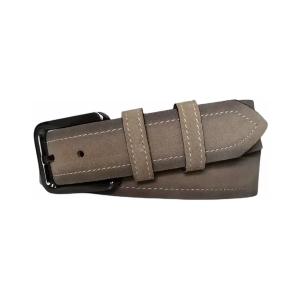 Thick Mens Denim Belt Taupe Suede Leather KARPHBCV00001CXRT3 00