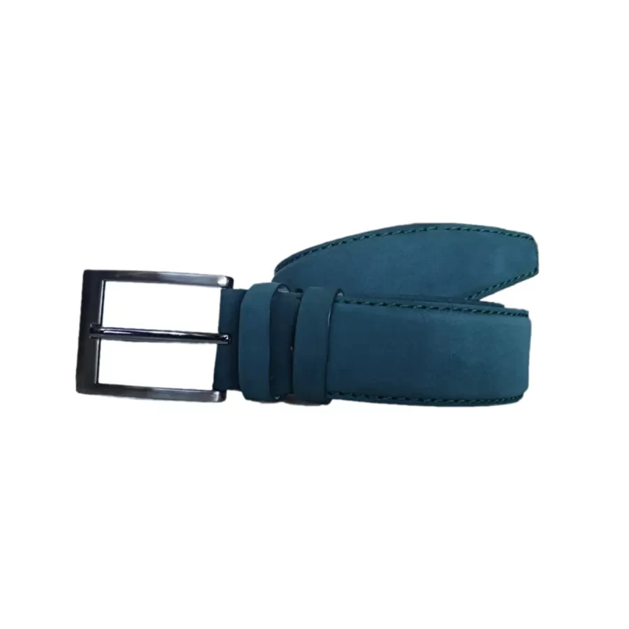 Thick Mens Denim Belt Turquoise Nubuck Leather KARPHBCV00001CXREZ 01