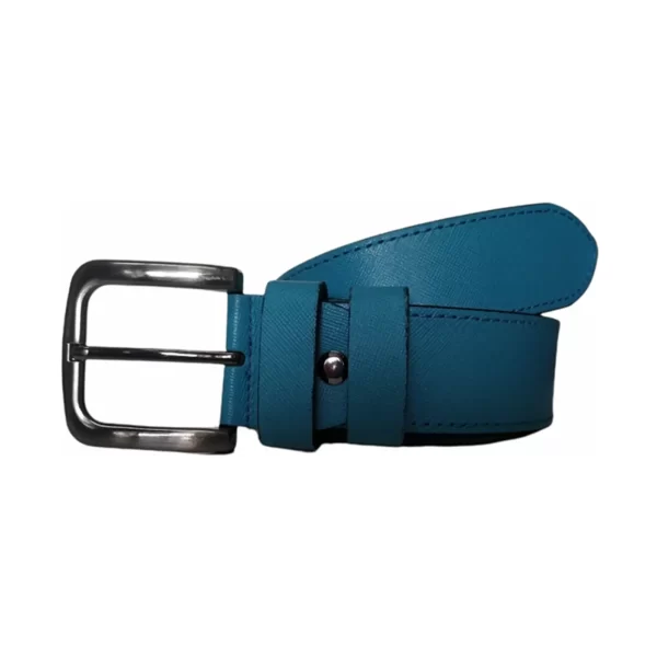 Thick Mens Denim Belt Turquoise Saffiano Leather KARPHBCV00001CXRTP 01