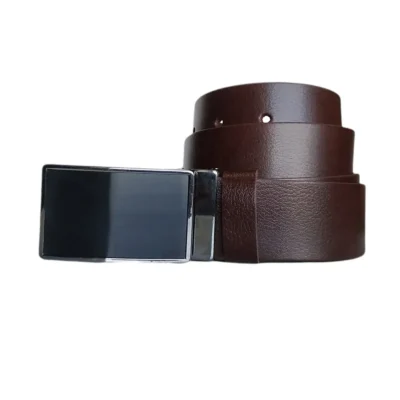Thick Mens Denim Belt dark brown leather KARPHBCV00001CXR3X 01