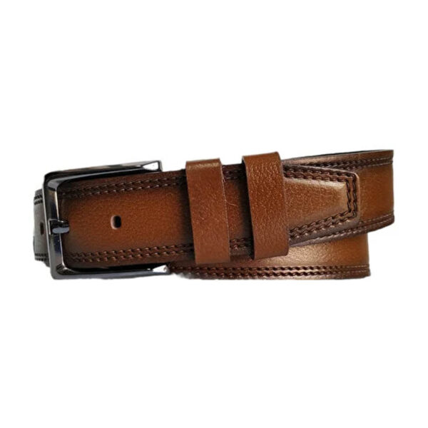 Wide Gents Belts For Denim Cognac Genuine Leather KARPHBCV00001CXRD4 BROWN 1