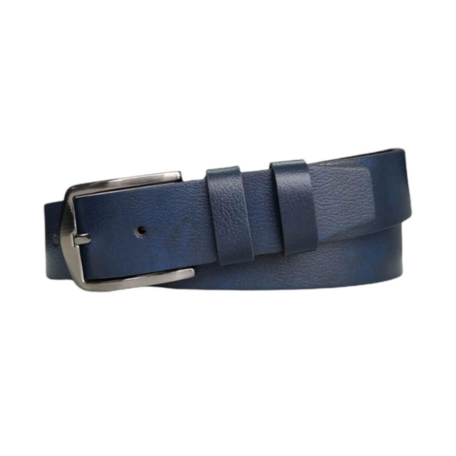 Wide Gents Belts For Denim Dark Blue Leather KARPHBCV00001CXR9E BLUE 1