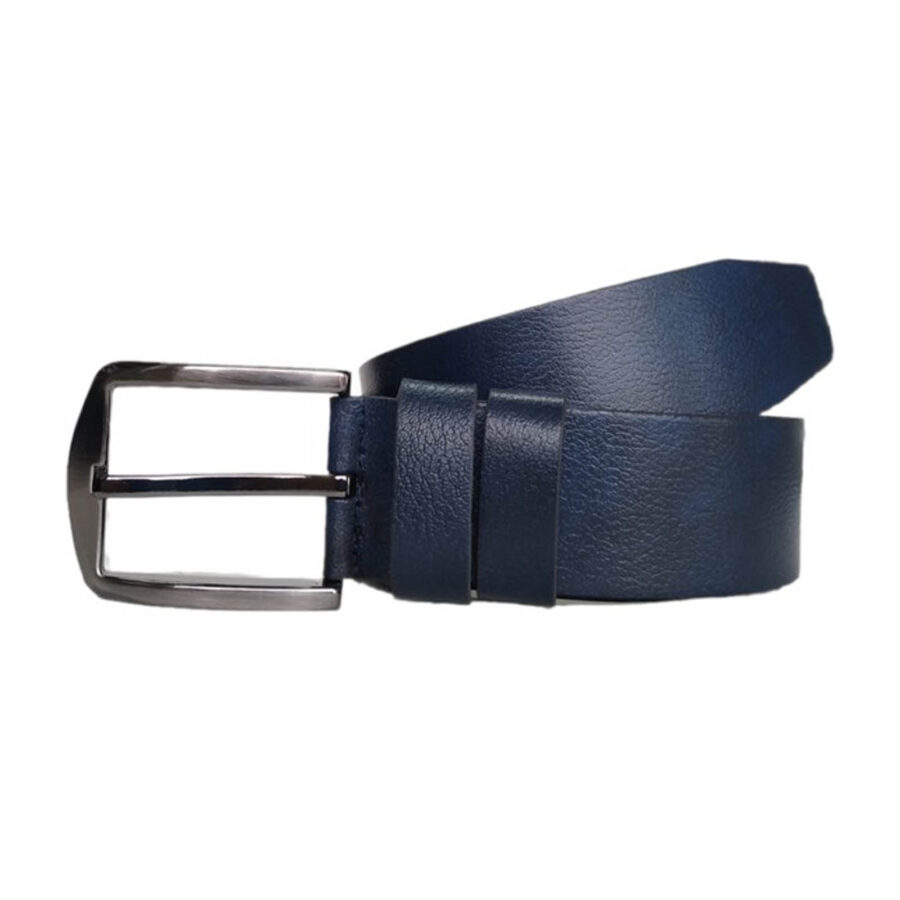 Wide Gents Belts For Denim Dark Blue Leather KARPHBCV00001CXR9E BLUE 2