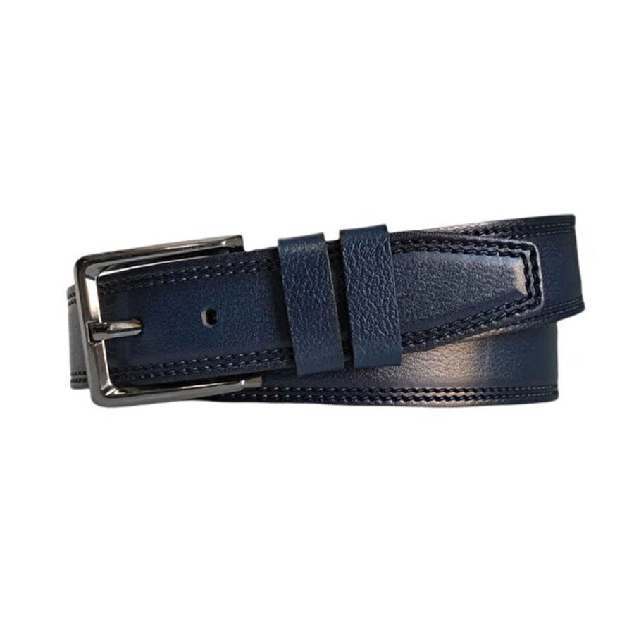 Wide Gents Belts For Denim Dark Blue Leather KARPHBCV00001CXRD4 BLUE 1