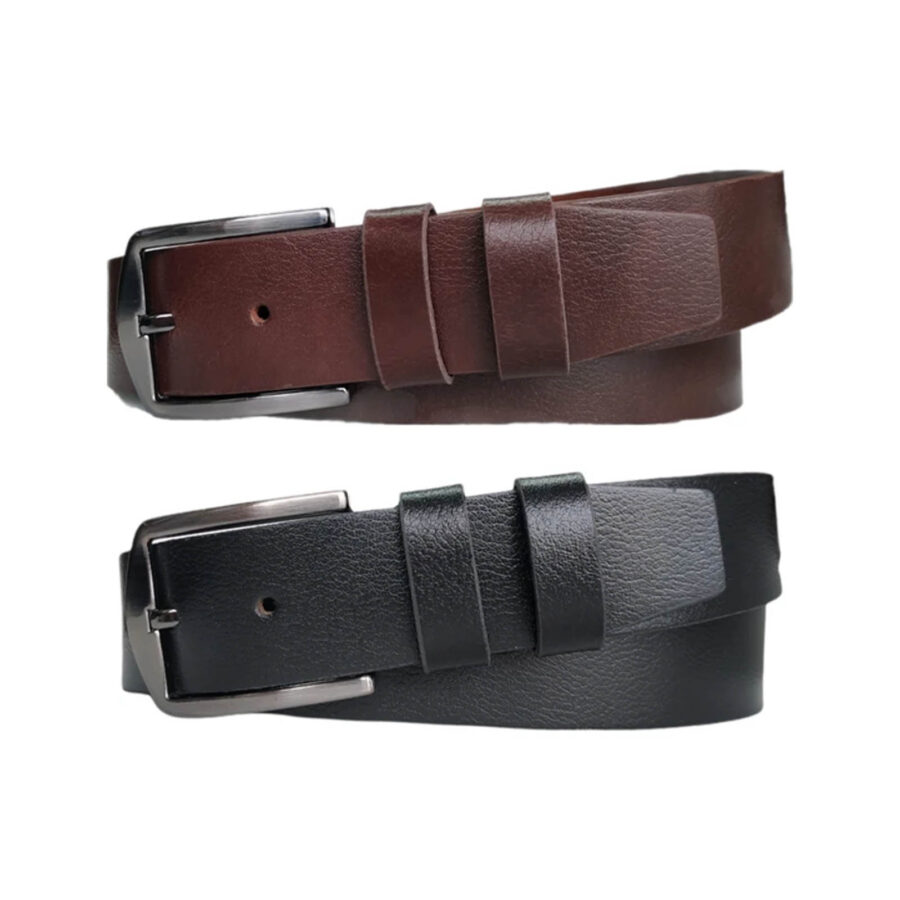 Wide Gents Denim Belt 2 Piece Gift Set Genuine Leather KARPHBCV00001CXR8Q SET 1