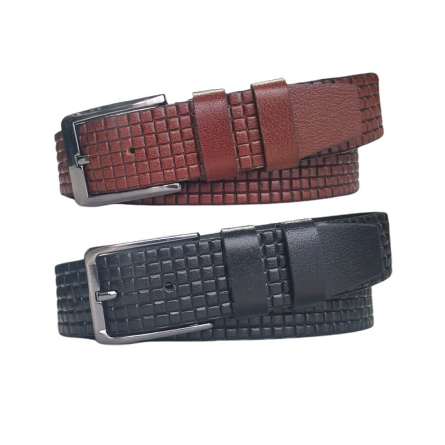 Wide Gents Denim Belt 2 Piece Gift Set Genuine Leather KARPHBCV00001CXR8S 01 1