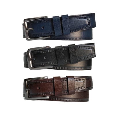 Wide Gents Denim Belt 3 Piece Gift Set Real Leather KARPHBCV00001CXRFL 01 copy