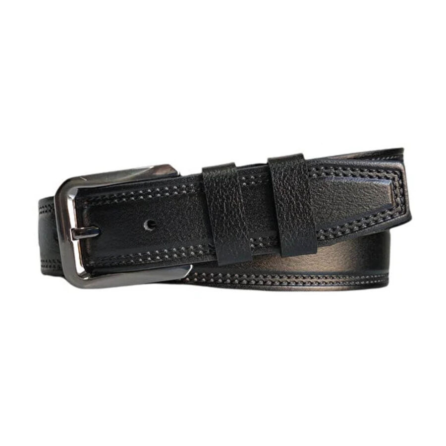 Wide Gents Denim Belt Black Calf Skin KARPHBCV00001CXRD4 BLACK 1 1