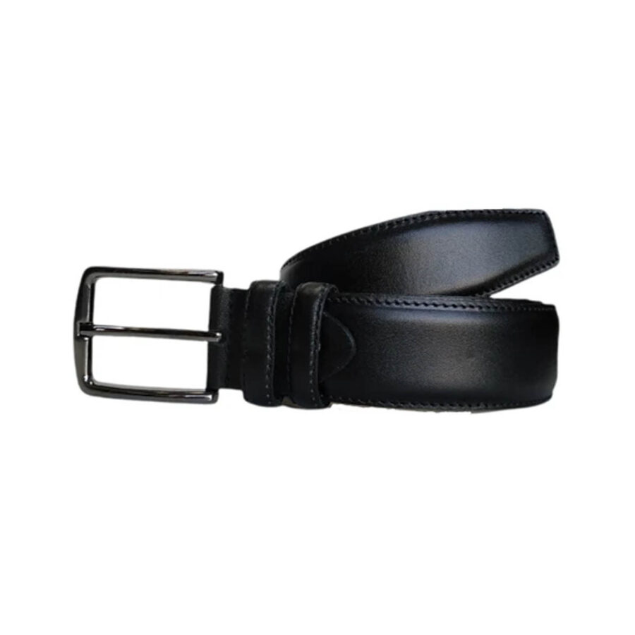 Wide Gents Denim Belt Black Genuine Leather KARPHBCV00001CXQVV BLACK 2