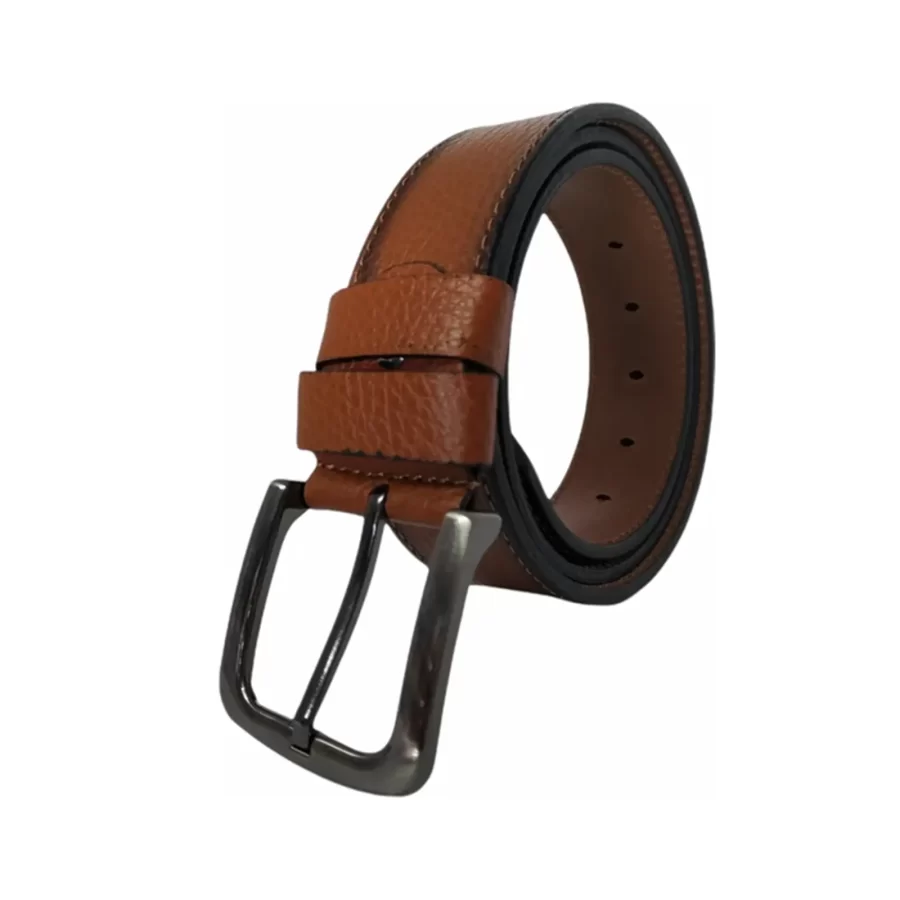 Wide Male Belt For Jeans Cognac Brown Calf Skin KARPHBCV00001CXRLU 03