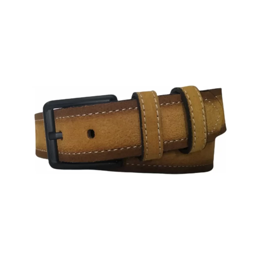 Wide Mens Belts For Denim Mustard Suede Leather KARPHBCV00001CXRSW 01