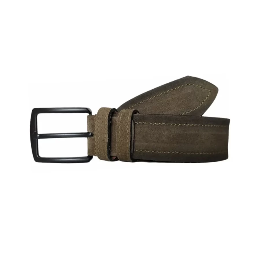 Wide Mens Belts For Denim Olive Green Suede Leather KARPHBCV00001CXRPD 02