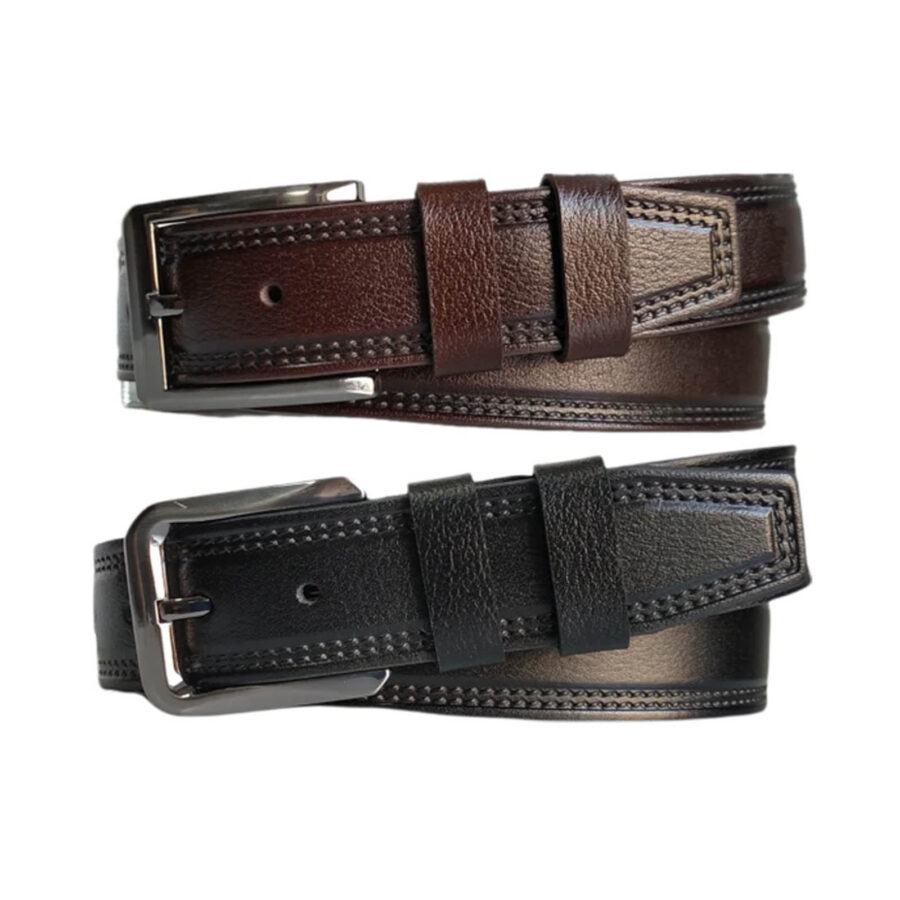 Wide Mens Belts For Jeans 2 Piece Gift Set Real Leather KARPHBCV00001CXRF9 SET 1