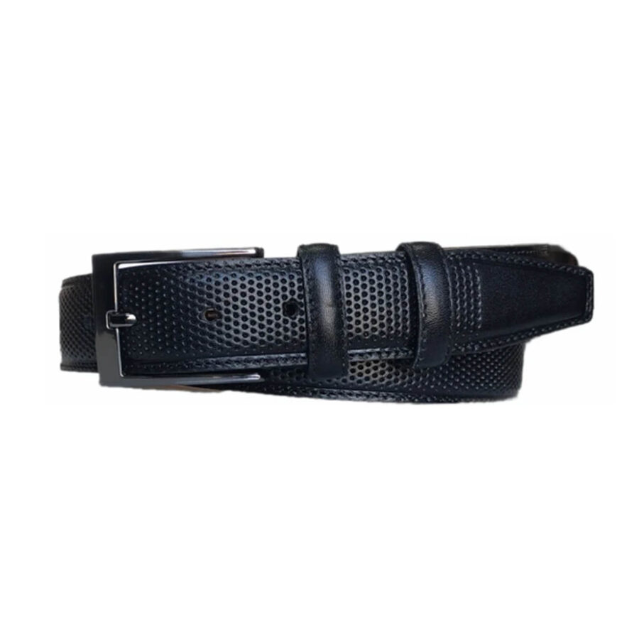 dressing belts for men black dotted leather KARPHBCV00001CXRKG 1
