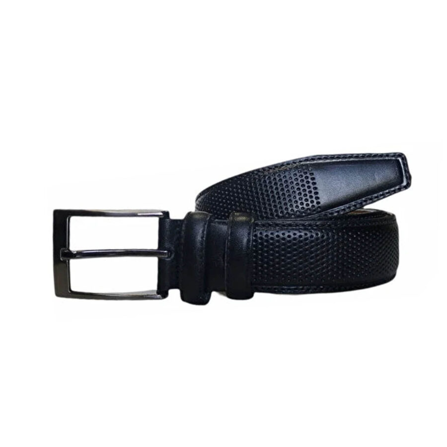 dressing belts for men black dotted leather KARPHBCV00001CXRKG 2