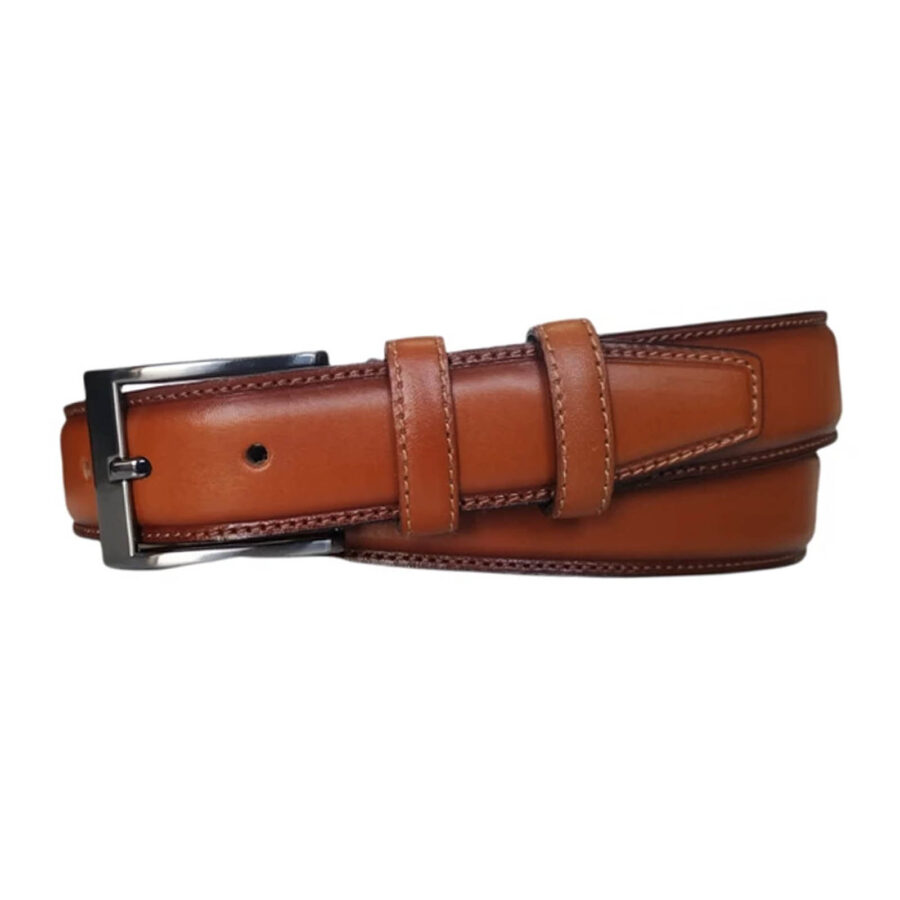 dressing belts for men cognac smooth calf leather KARPHBCV00001CXRKB 1