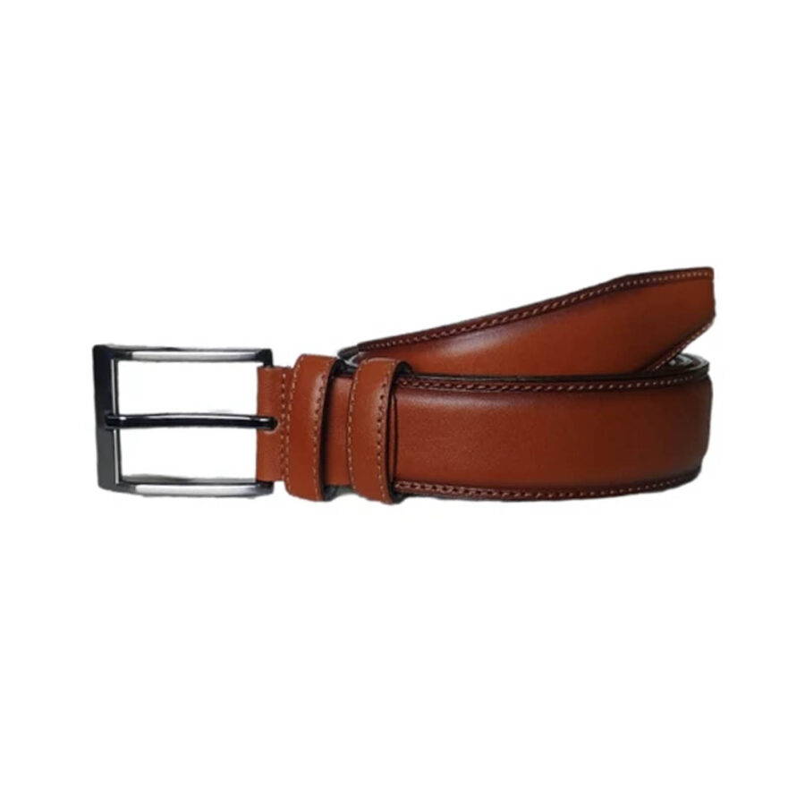 dressing belts for men cognac smooth calf leather KARPHBCV00001CXRKB 2