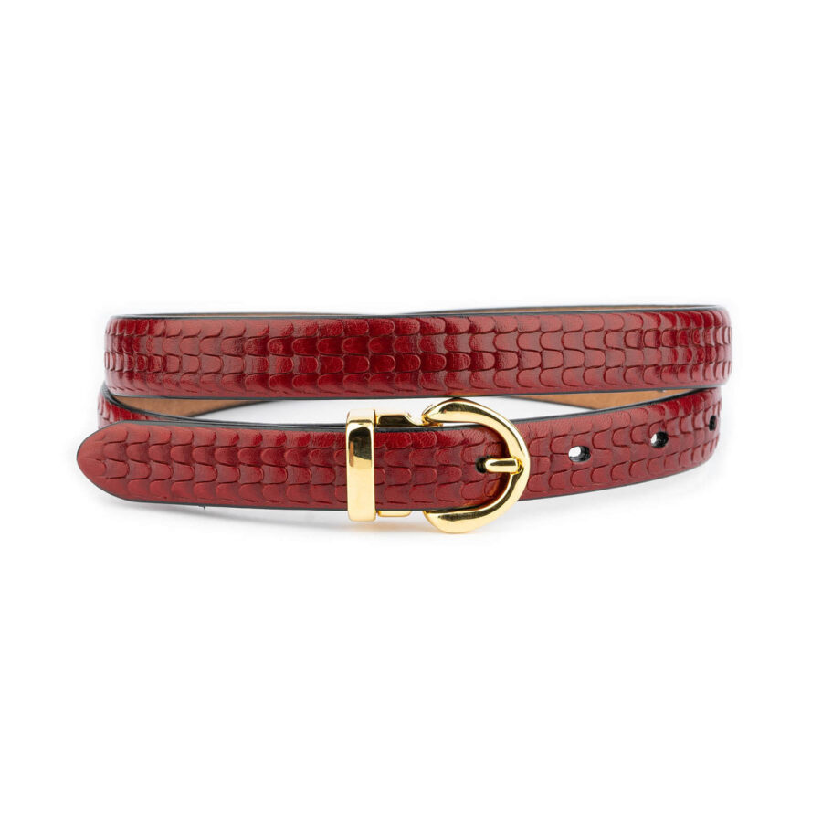 elegant gold buckle dress belt burgundy red leather 1 BUREMB2042GOLAML