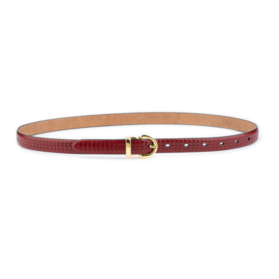 elegant gold buckle dress belt burgundy red leather 3