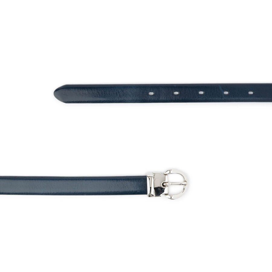 elegant navy blue womens belt with silver buckle 2