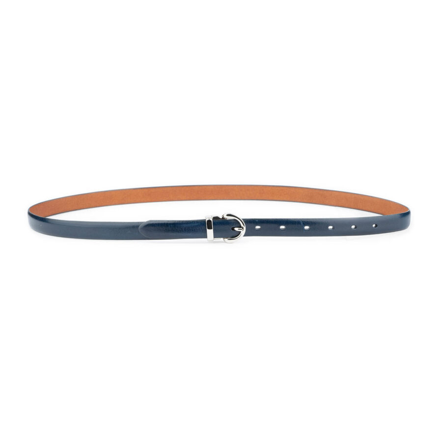 elegant navy blue womens belt with silver buckle 3