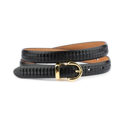 elegant womens black belt with gold buckle 2 0 cm 1 BLAEMB2040GOLAML 1
