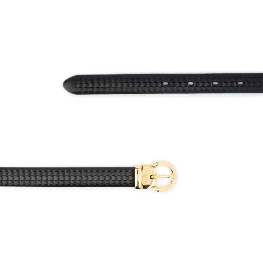 elegant womens black belt with gold buckle 2 0 cm 2 1