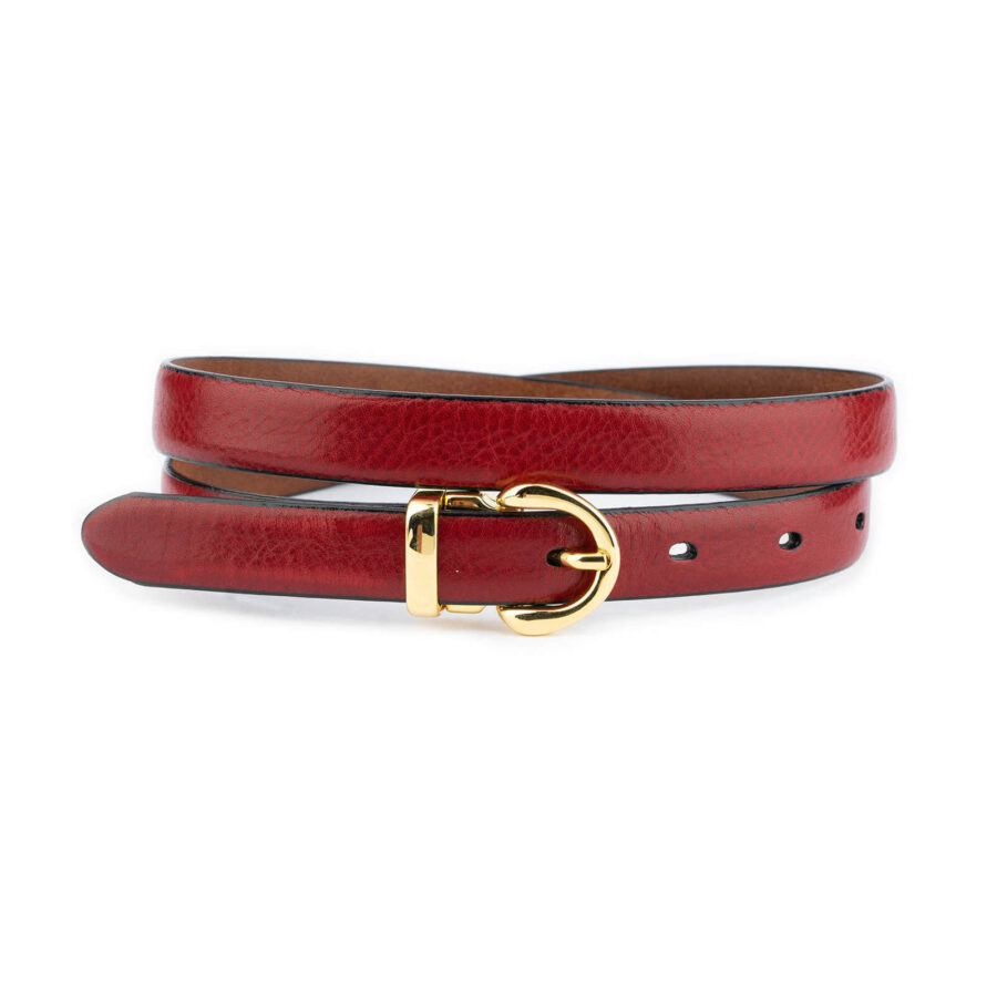 elegant womens burgundy red gold buckle belt 2 0 cm 1 BURSMO2013GOLAML