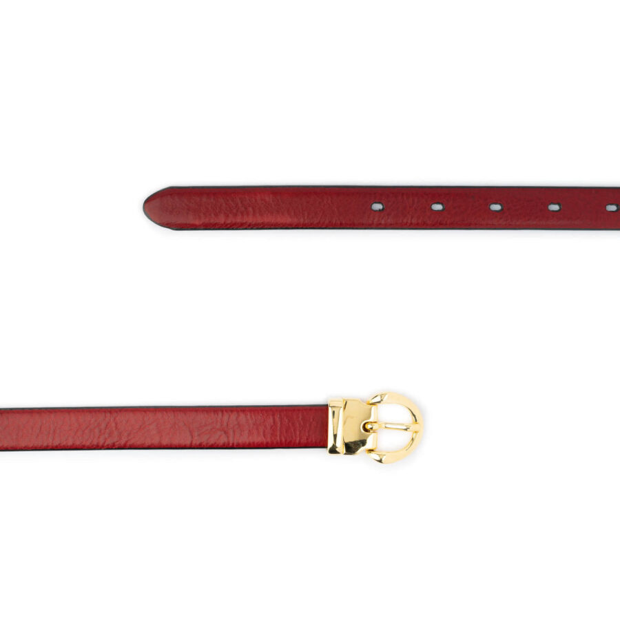 elegant womens burgundy red gold buckle belt 2 0 cm 2