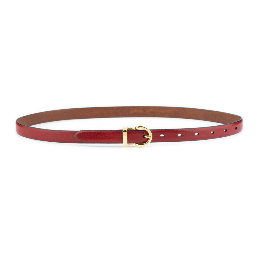 elegant womens burgundy red gold buckle belt 2 0 cm 3