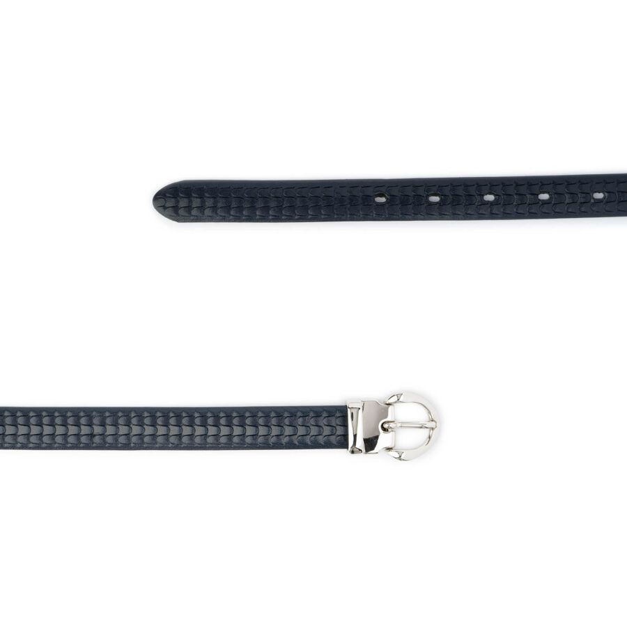 fashion belts for ladies dark blue leather silver buckle 2