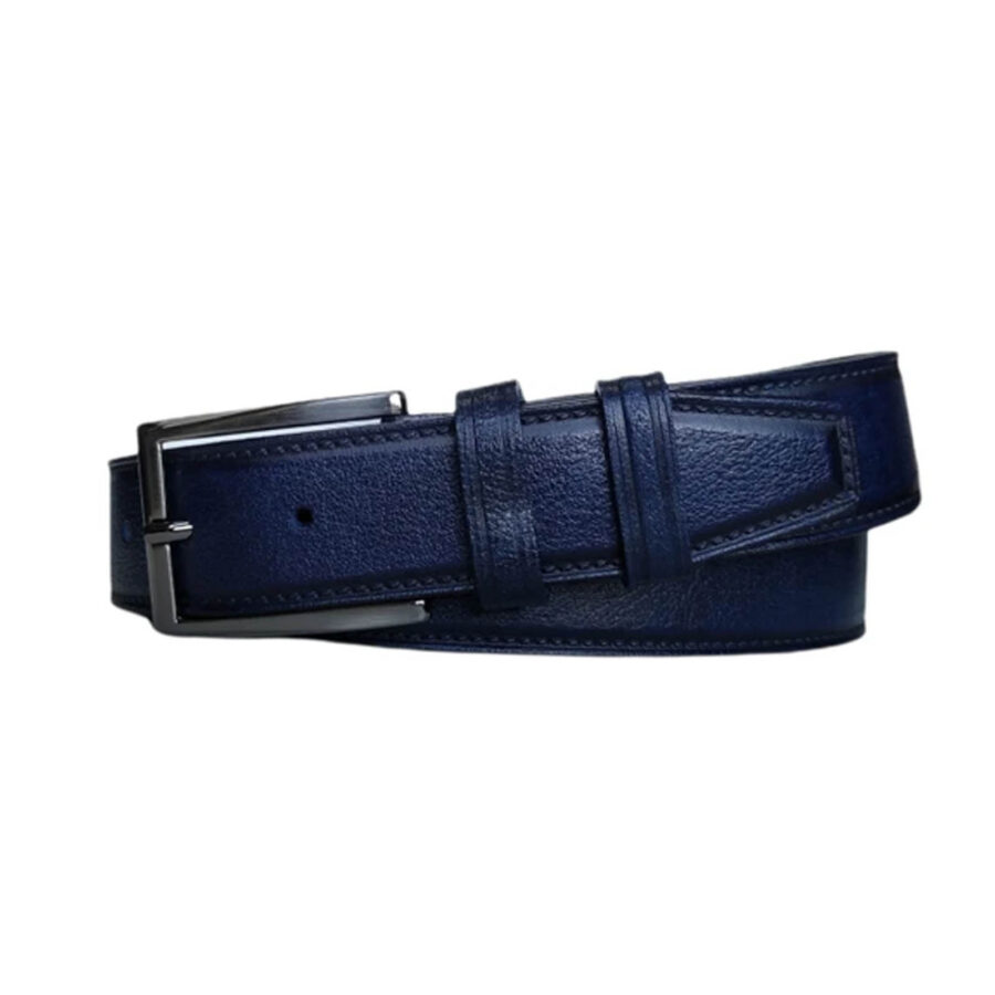 gents belt blue stitched calf leather KARPHBCV00001CXRA3 1