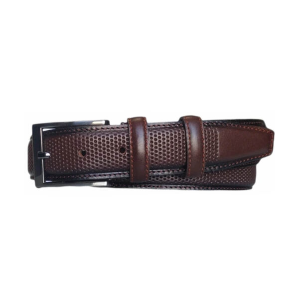 gents belt dark brown dotted leather KARPHBCV00001CXRKG 1