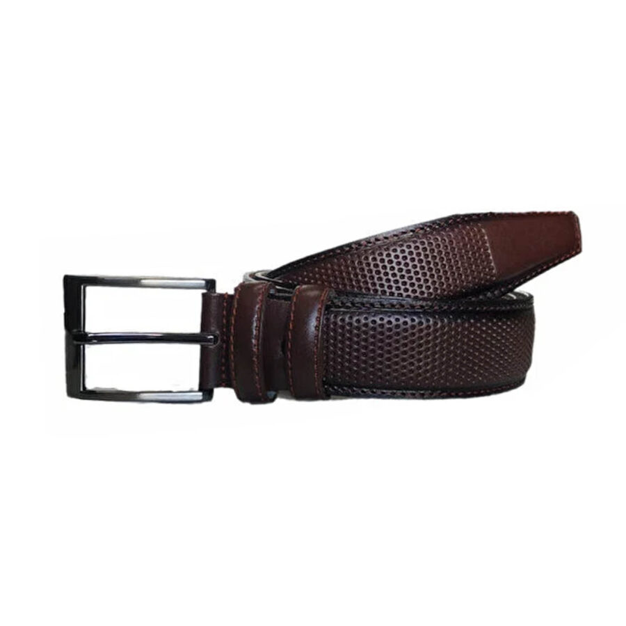 gents belt dark brown dotted leather KARPHBCV00001CXRKG 2